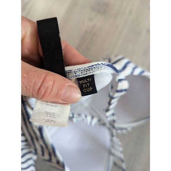 Niptuck Santorini Swim Suit women's size 8 multi cup blue white striped ruching - Picture 5 of 7